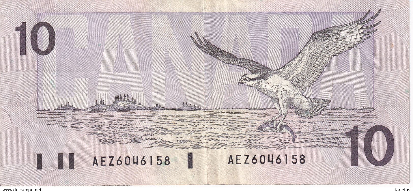 BILLETE DE CANADA DE 10 DOLLARS DEL AÑO 1989 (BANKNOTE) - Kanada