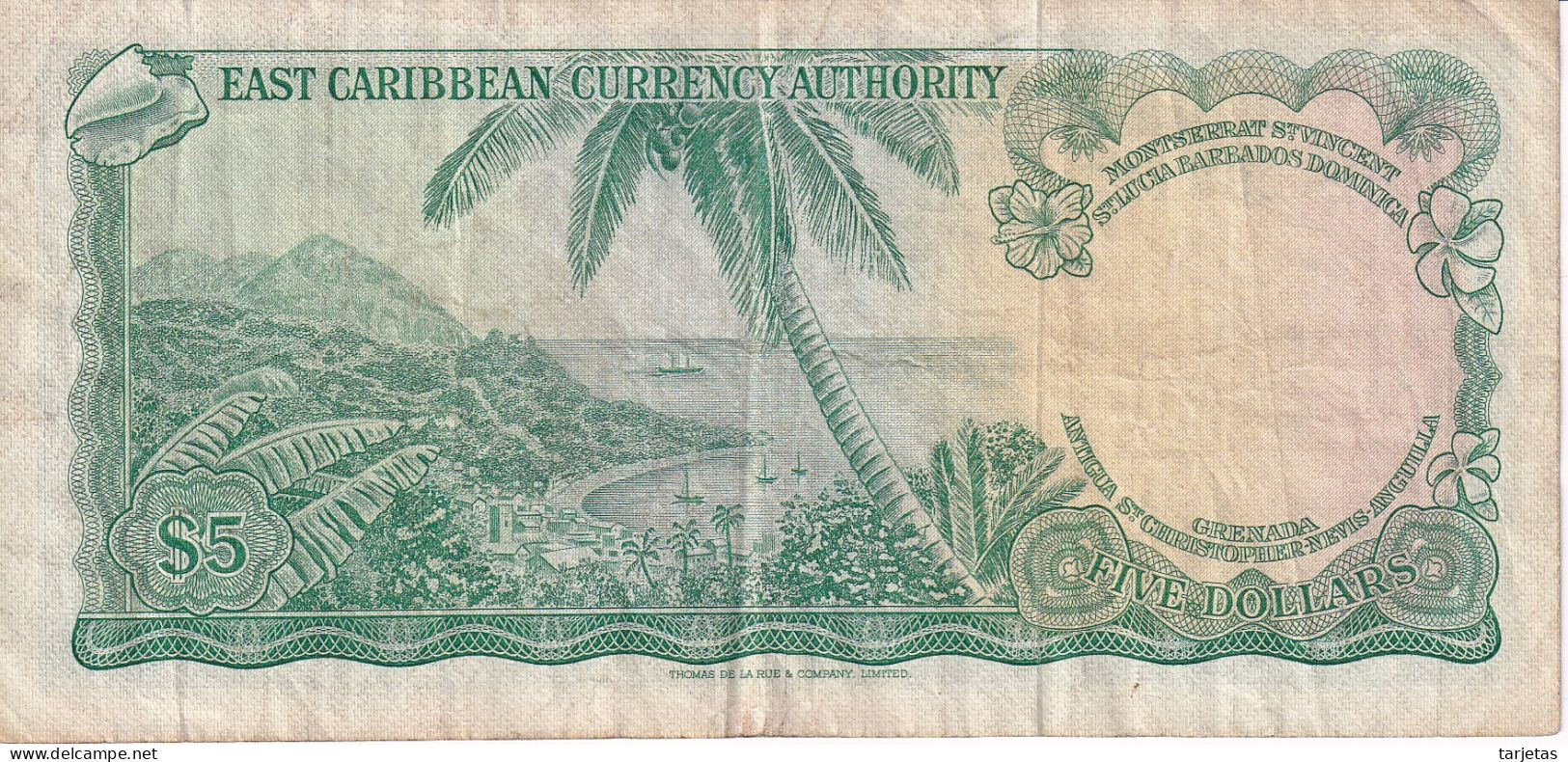 BILLETE DE EAST CARIBBEAN DE 5 DOLLARS DEL AÑO 1965  (BANKNOTE) - Oostelijke Caraïben