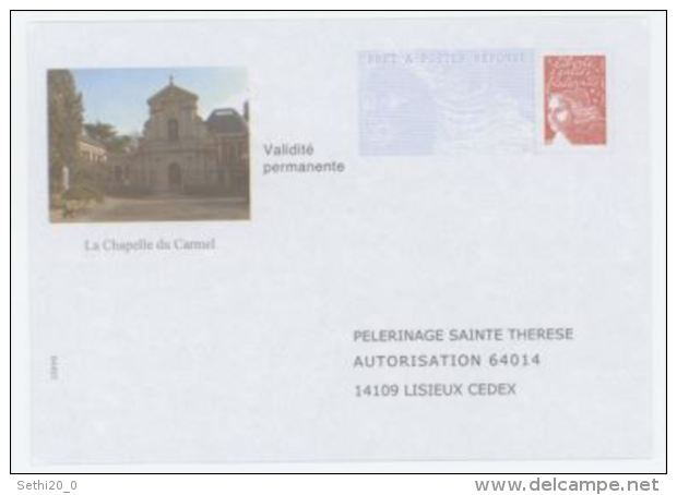 France PAP Réponse  Luquet RF 0312169 La Chapelle Du Carmel Pelerinage Sainte Thérèse - Listos Para Enviar: Respuesta /Luquet
