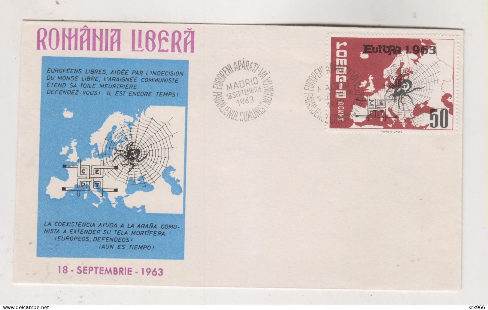 ROMANIA  1963  EXILE EUROPA  Cover - Storia Postale