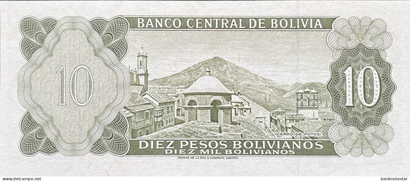 Bolivia 10 Pesos Bolivianos, P-154 (L.1962) - UNC - Scarce Signature Type - Bolivia