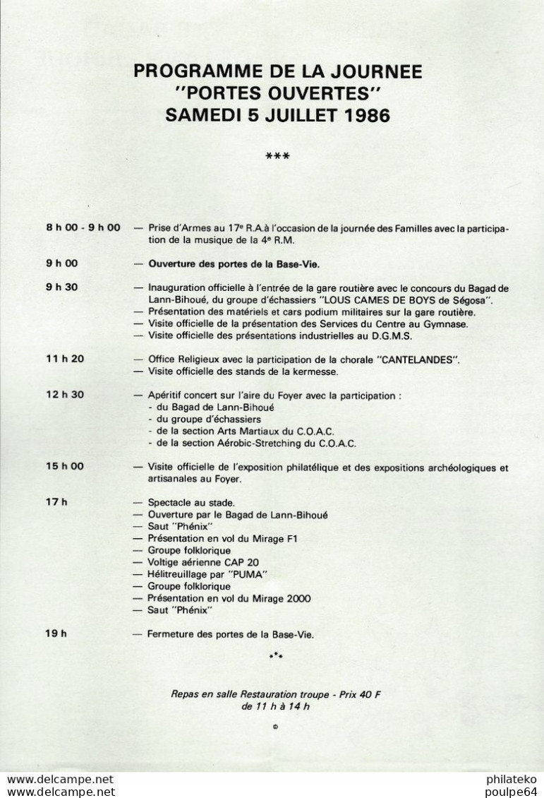 Porte Ouvertes Du Centre D'Essais Des Landes 5 Juillet 1986 ( C.E.L.) - Aviazione