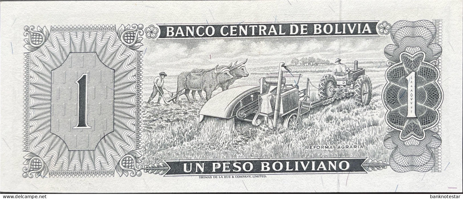 Bolivia 1 Peso Boliviano, P-156 (L.1962) - UNC - First Signature Type - Hard To Find - Bolivien