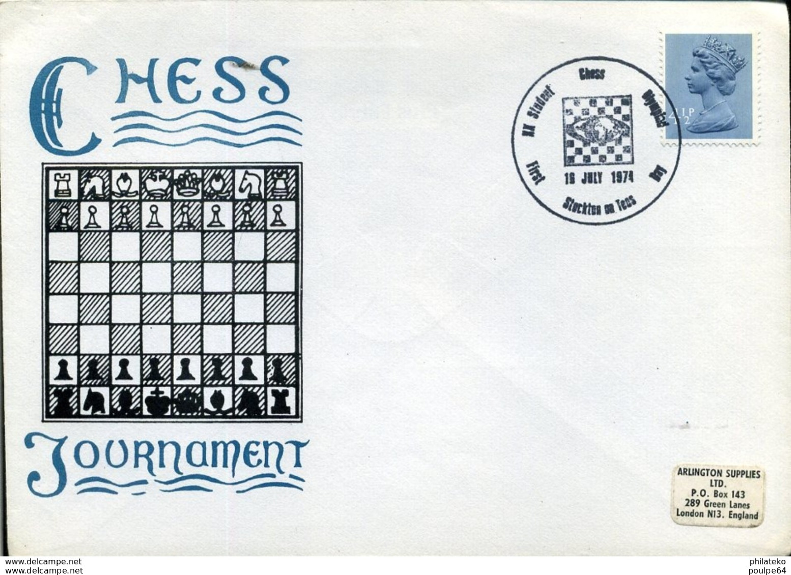 1 Enveloppe - Tournoi D'échecs Grande-Bretagne - Sonstige & Ohne Zuordnung