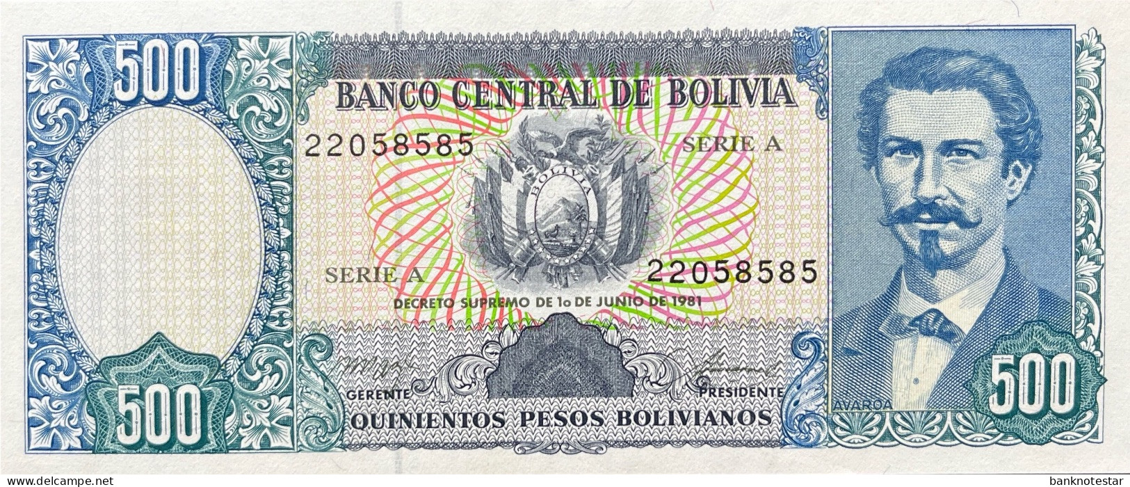 Bolivia 500 Pesos Bolivianos, P-165 (1.6.1981) - UNC - Serie A - Bolivië