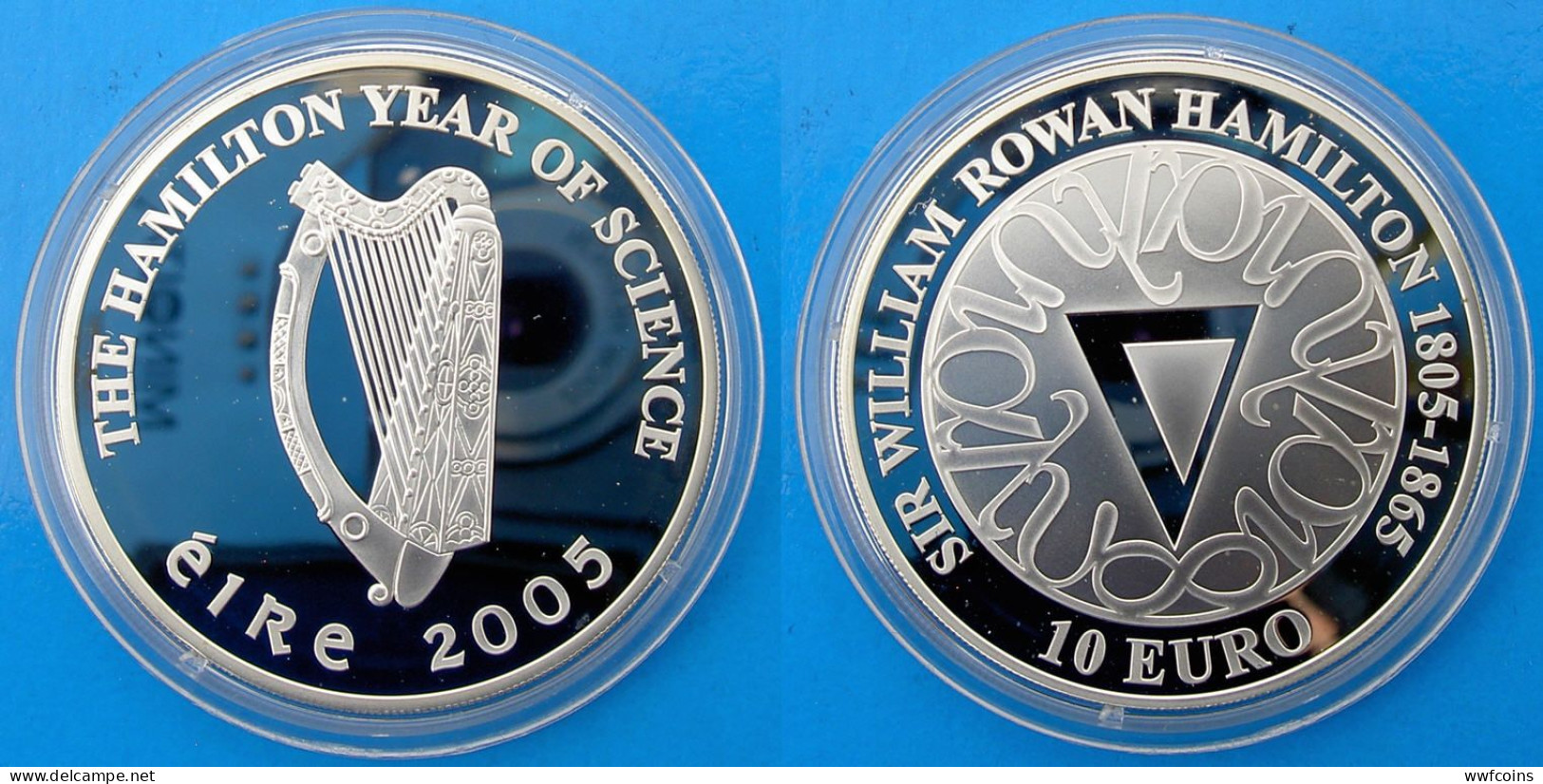 IRLANDA 10 E 2005 ARGENTO PROOF EURO SIR WILLIAM ROWAN HAMILTON CELTIC CULTUR PESO 28,28g TITOLO 0,925 CONSERVAZIONE FON - Irlanda