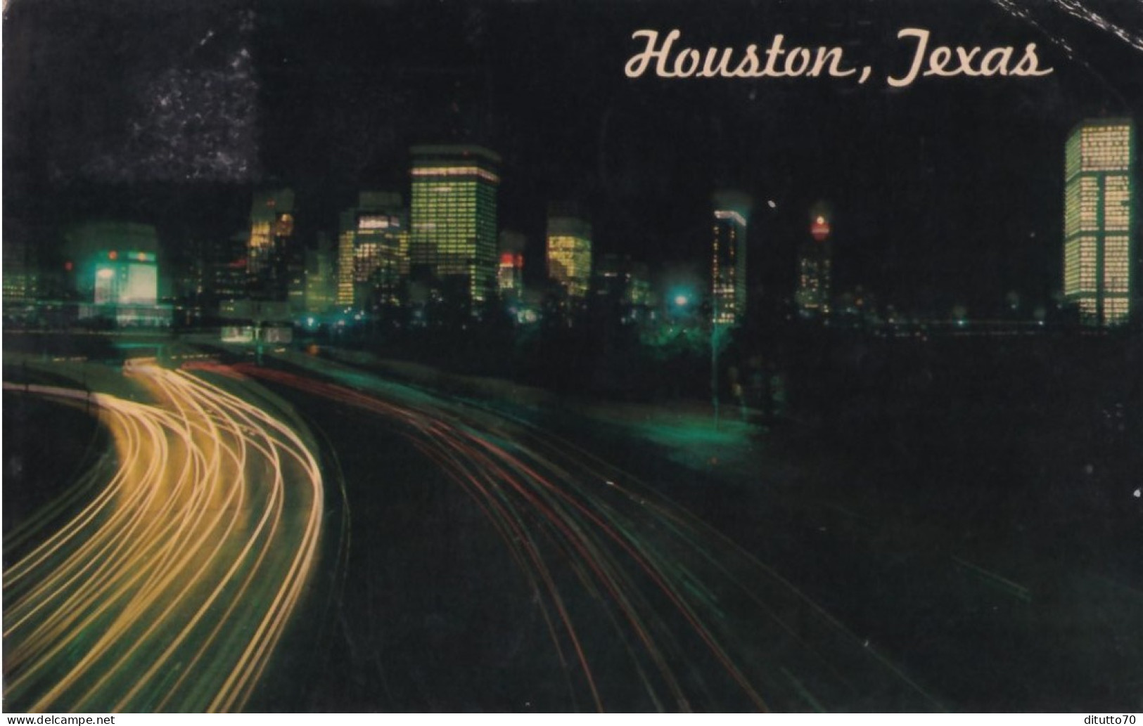 Houston Texas - Night Time View Of Houston's Beautiful Skyline - Formato Piccolo Viaggiata – FE390 - Houston