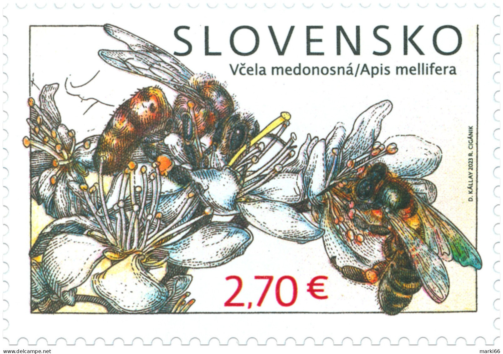 Slovakia - 2023 - Nature Protection - Bees - Mint Stamp - Ungebraucht