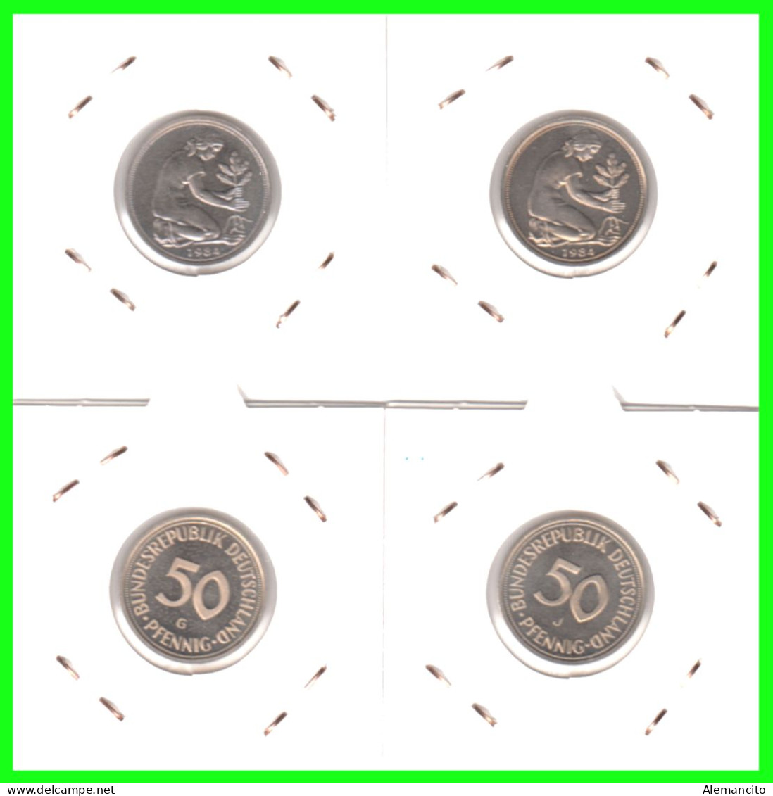 ALEMANIA FEDERAL - DEUTSCHLAND - GERMANY –  4 MONEDAS DE 50 Pfn. DEL AÑO 1984 -  CECAS - D – F – G – J.- PROOF ( ESPEJO - 50 Pfennig