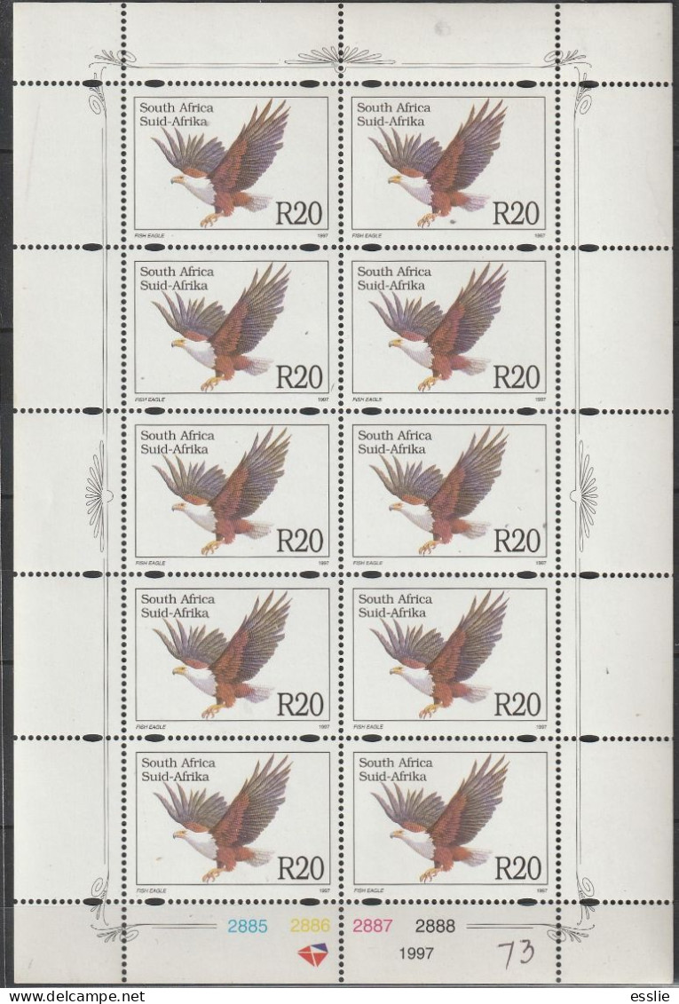 South Africa RSA - FDC - 1993 (1997) - 6th Sixth Definitive Additional Value Birds Of Prey Fish Eagle Complete Sheet - Unused Stamps