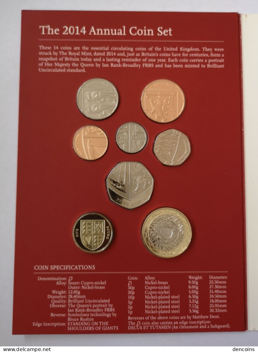 UNITED KINGDOM 2014 GREAT BRITAIN BU SET – ORIGINAL - GRAN BRETAÑA GB - Mint Sets & Proof Sets