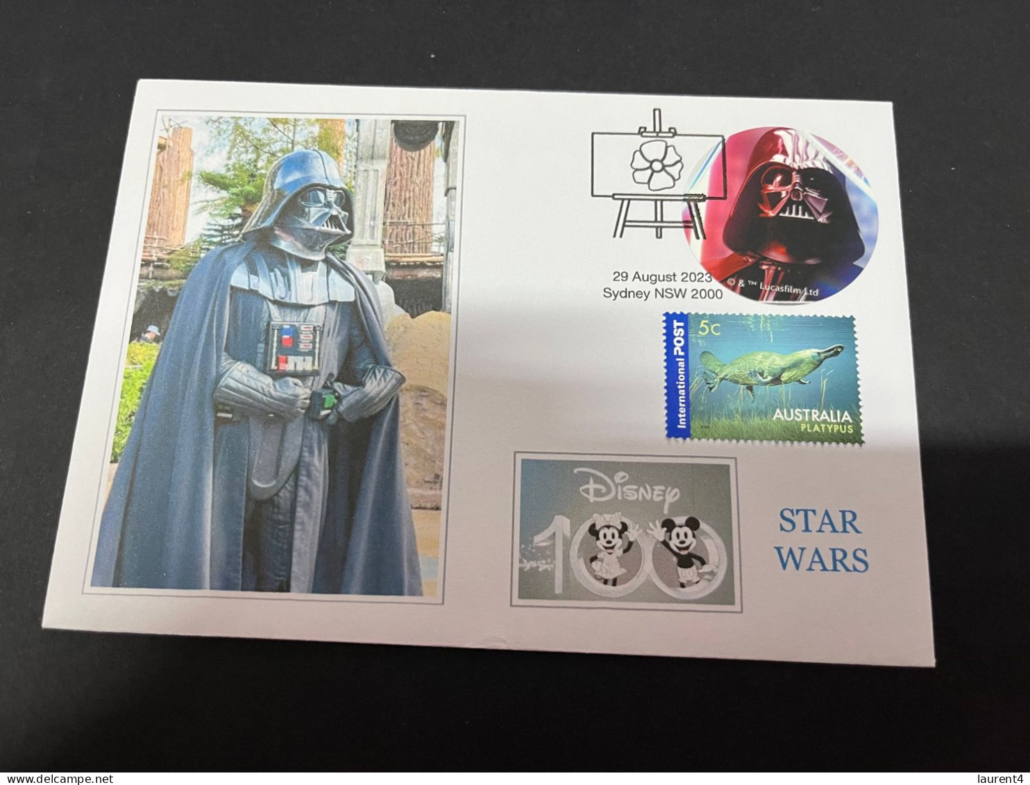 3-10-2023 (3 U 12) Australia - 2023 - Star War Sticker On Cover - Disney Centenary 29-8-2023 (from Stamp Pack) - Briefe U. Dokumente