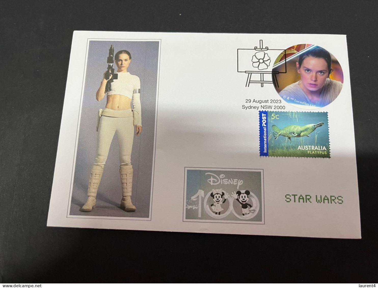 3-10-2023 (3 U 12) Australia - 2023 - Star War Sticker On Cover - Disney Centenary 29-8-2023 (from Stamp Pack) - Cartas & Documentos