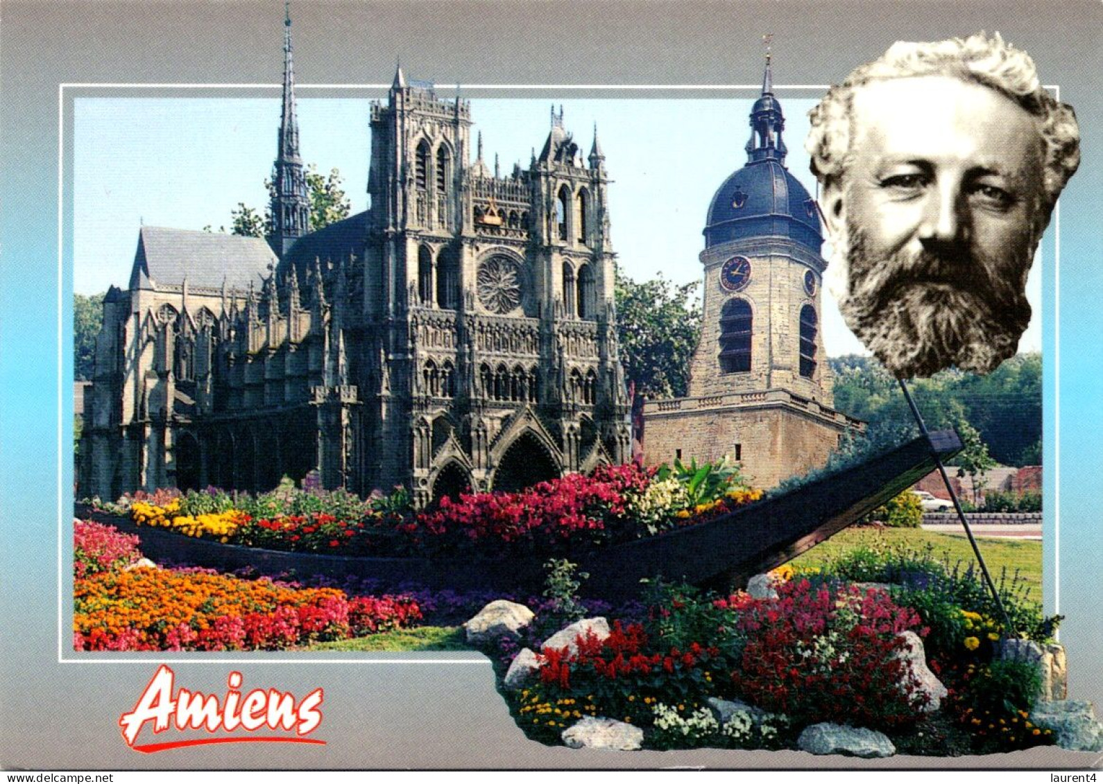 3-10-2023 (3 U 13) France - Amiens Cathedral & Jules Verne  (posted To Australia From Belgium 2005) - Eglises Et Cathédrales