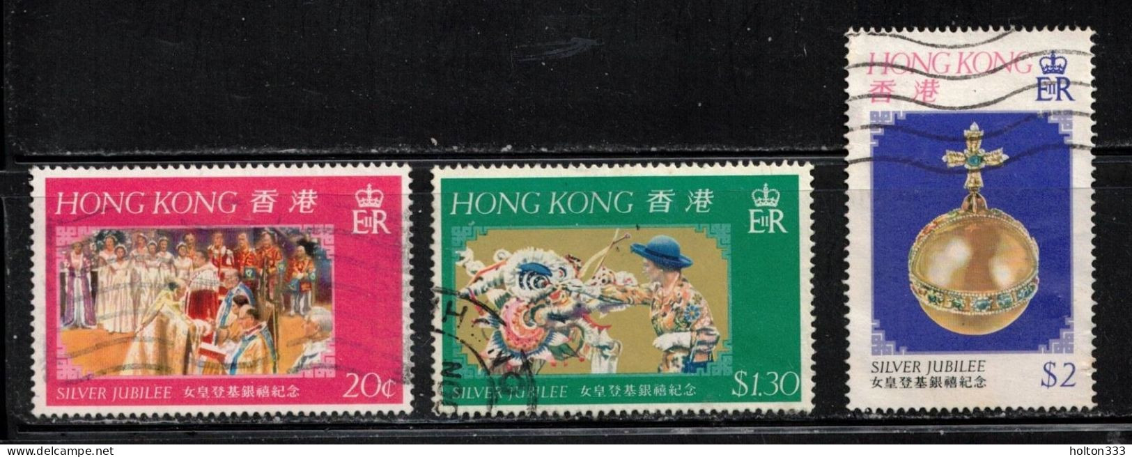 HONG KONG Scott # 335-7 Used - QEII Silver Jubilee - Used Stamps