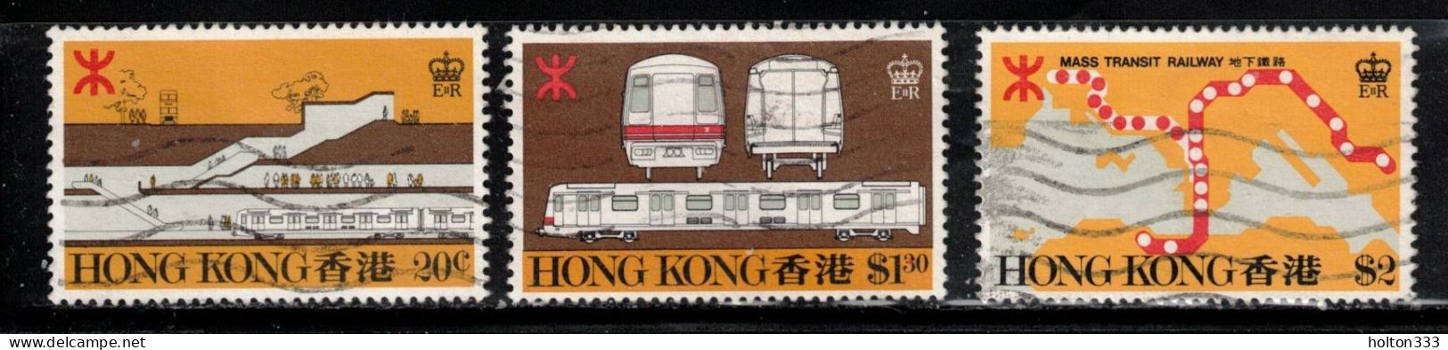 HONG KONG Scott # 358-60 Used - Hong Kong Railway - Usati
