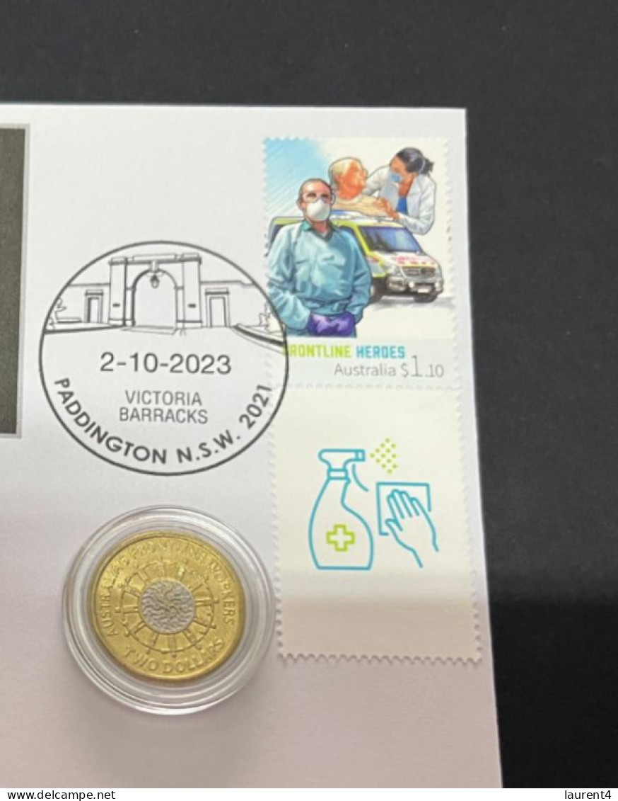 3-10-2023 (3 U 12) Nobel Medecine Prize Awarded In 2023 - 1 Cover -  COVID-19 Tab Stamp + $2 Coin (postmarked 2-10-2022) - 2 Dollars