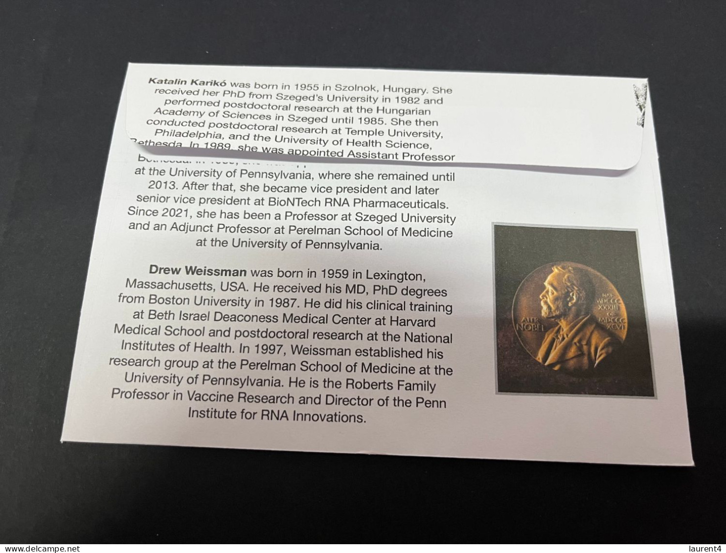 3-10-2023 (3 U 12) Nobel Medecine Prize Awarded In 2023 - 1 Cover -  COVID-19 Tab Stamp + $2 Coin (postmarked 2-10-2022) - 2 Dollars