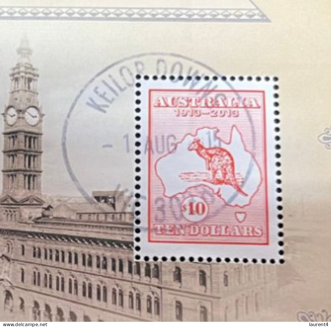 3-10-2023 (stamp) Australia - USED Kangaroo & Map Mini-sheet - With $ 10.00 Stamp - Briefe U. Dokumente