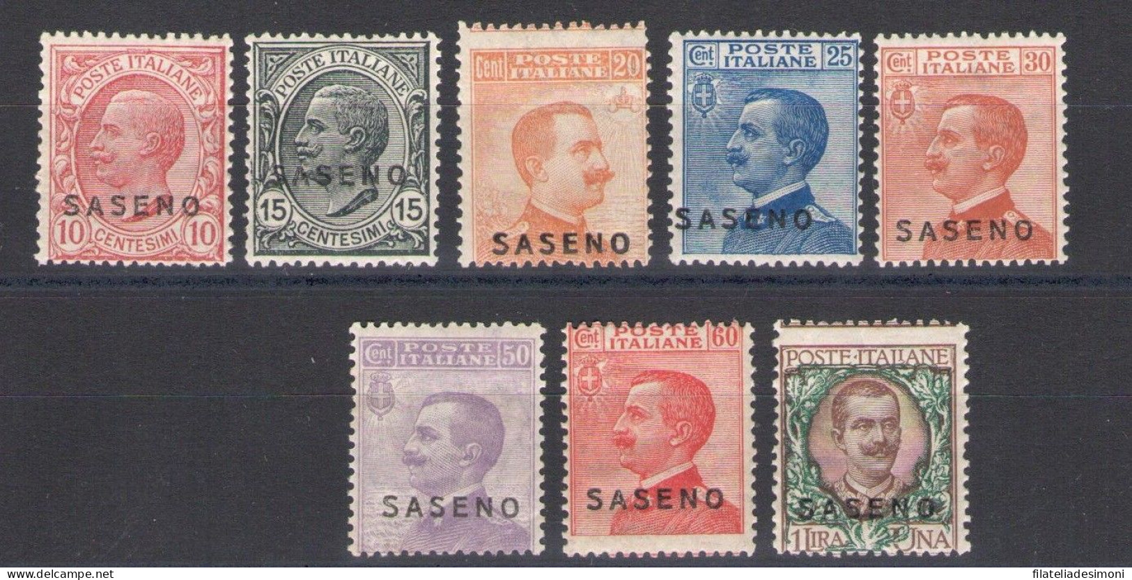 1923 SASENO, Francobolli D' Italia Soprastampati, N. 1/8, 8 Valori, MNH** - Oltre Giuba