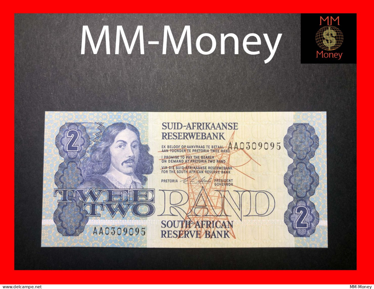 SOUTH AFRICA  2 Rand  1990  P. 118   "sig. Stals"  *alphanumerical Numbering System*  **serial AA**   UNC - South Africa