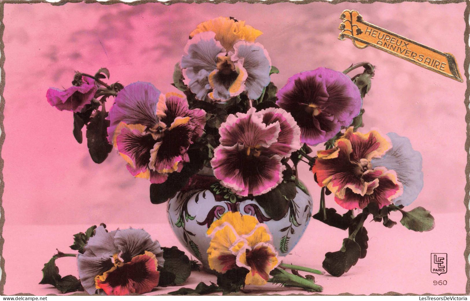 FÊTES ET VOEUX - Heureux Anniversaire - Fleurs - Colorisé - Carte Postale Ancienne - Verjaardag