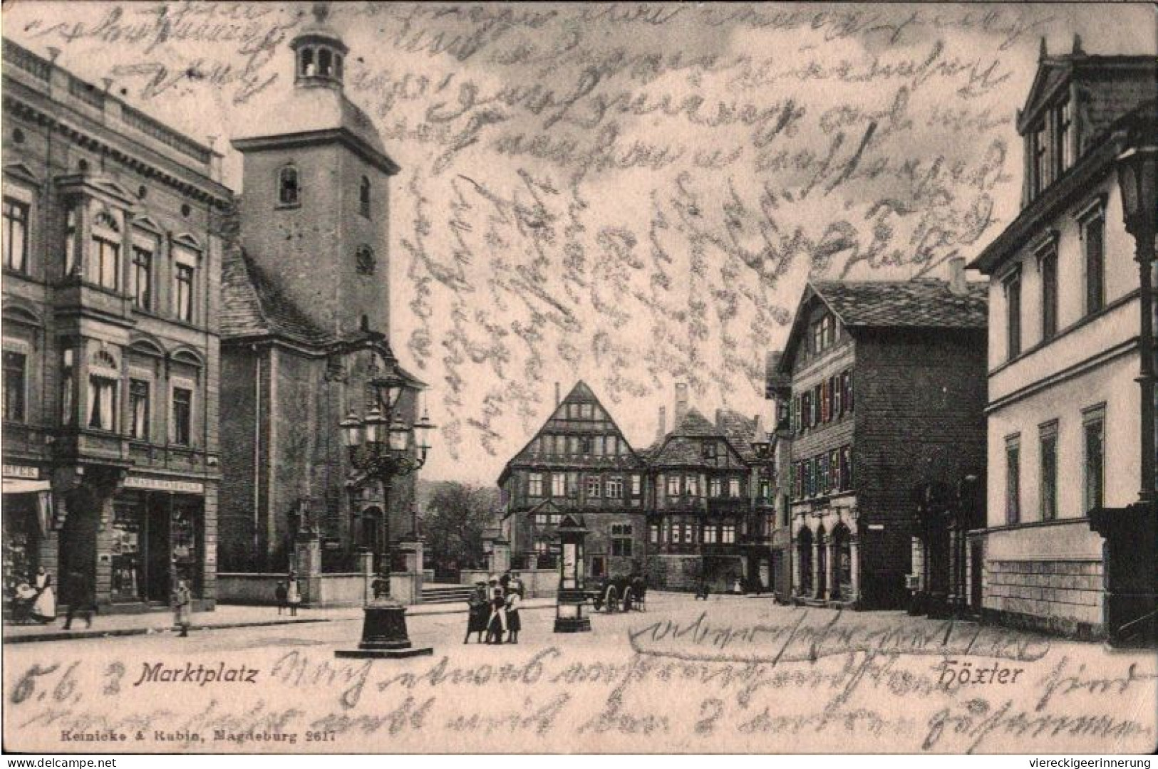 ! Alte Ansichtskarte, Höxter, Marktplatz, 1903 - Höxter