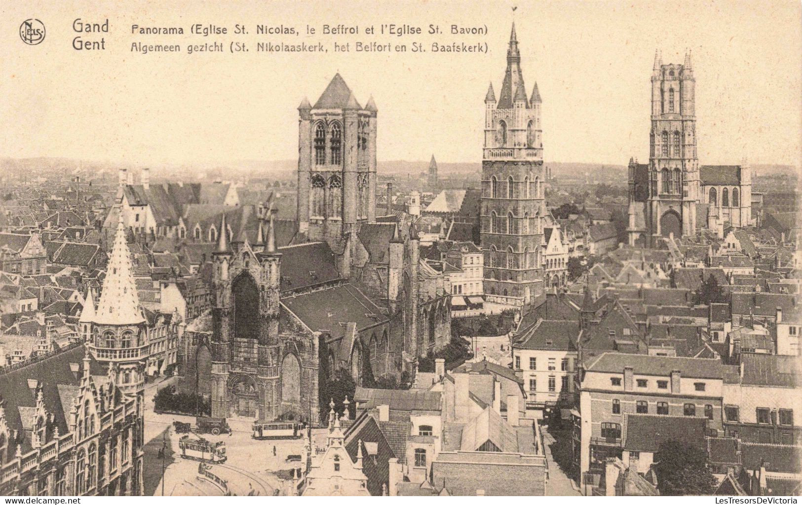 BELGIQUE - Panorama (Eglise St Nicolas, Le Beffrol Et L'Eglise St Bavon) - Carte Postale Ancienne - Gent