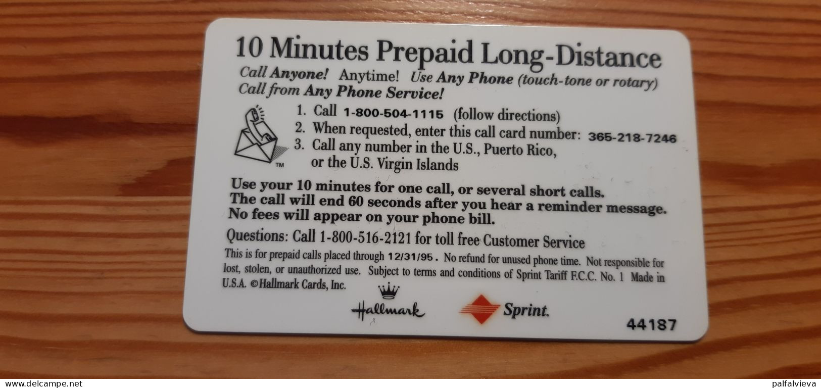 Prepaid Phonecard USA, Sprint - Hallmark - Sprint