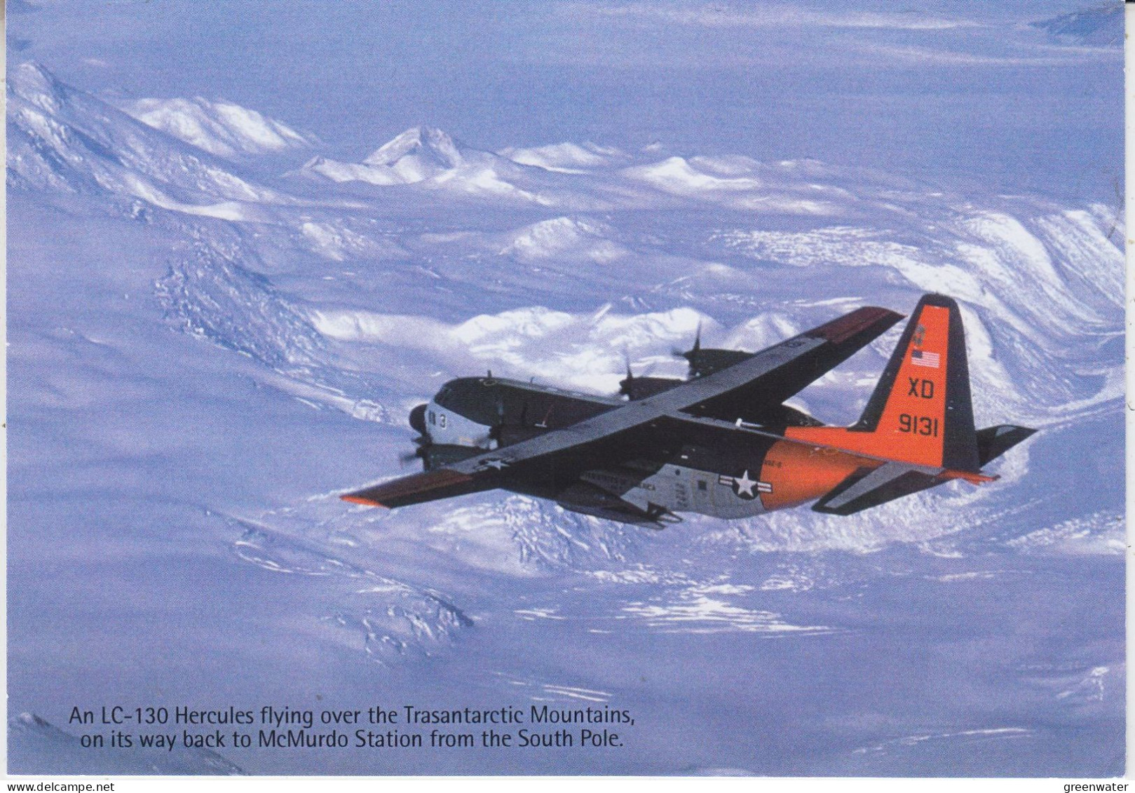 Card LC 130 Hercules Flying Over The Trasantarctic Mountains On His Way Back From McMurdo Station (OD169) - Vuelos Polares