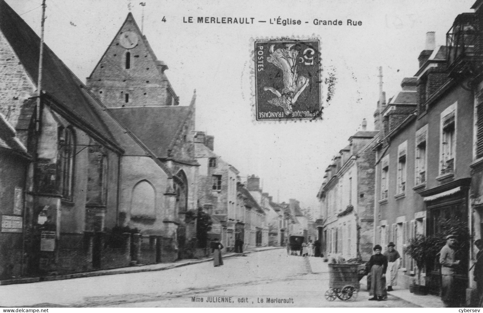 LE MERLERAULT - L'Eglise - Grande Rue - Animé - Le Merlerault