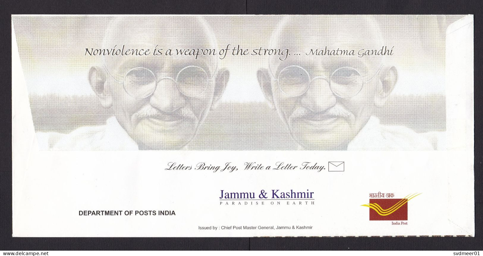 India: Commemorative Cover, 2012, 1 Stamp, History, Special Cancel Gandhi Exhibition Jammu (traces Of Use) - Storia Postale