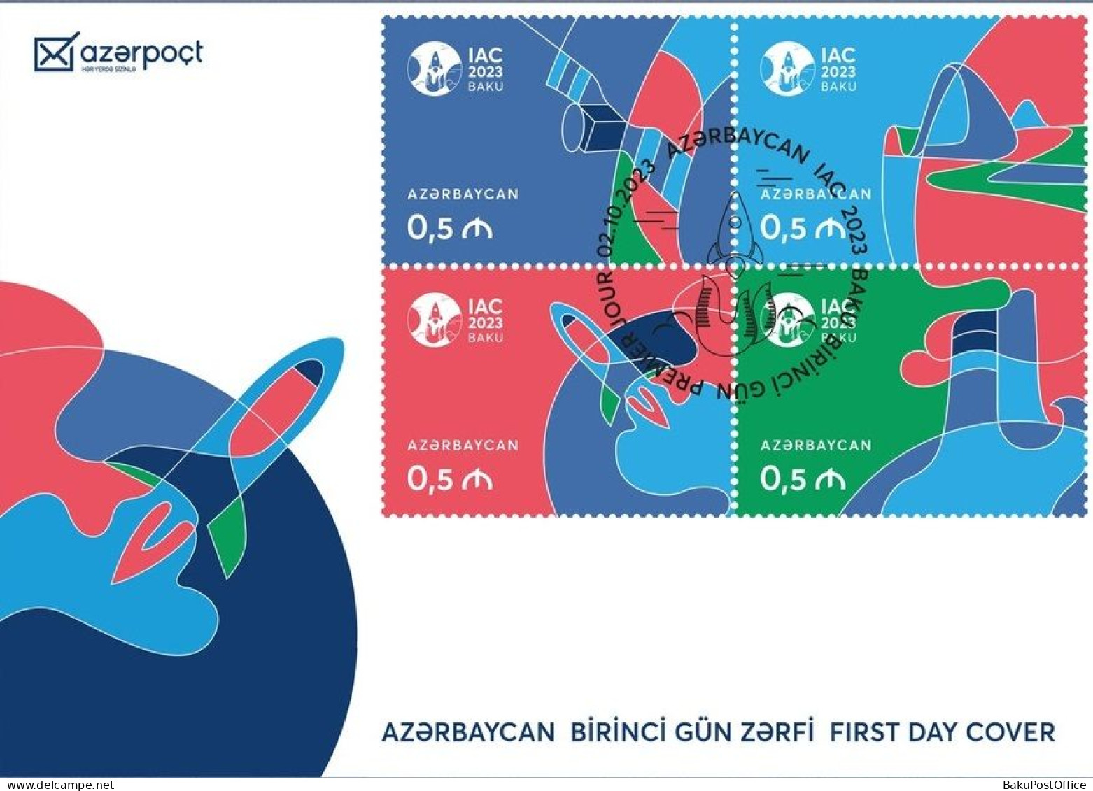 74th International Astronautical Congress Azerbaijan Stamps 2023 2 FDC First Day Covers - Asia