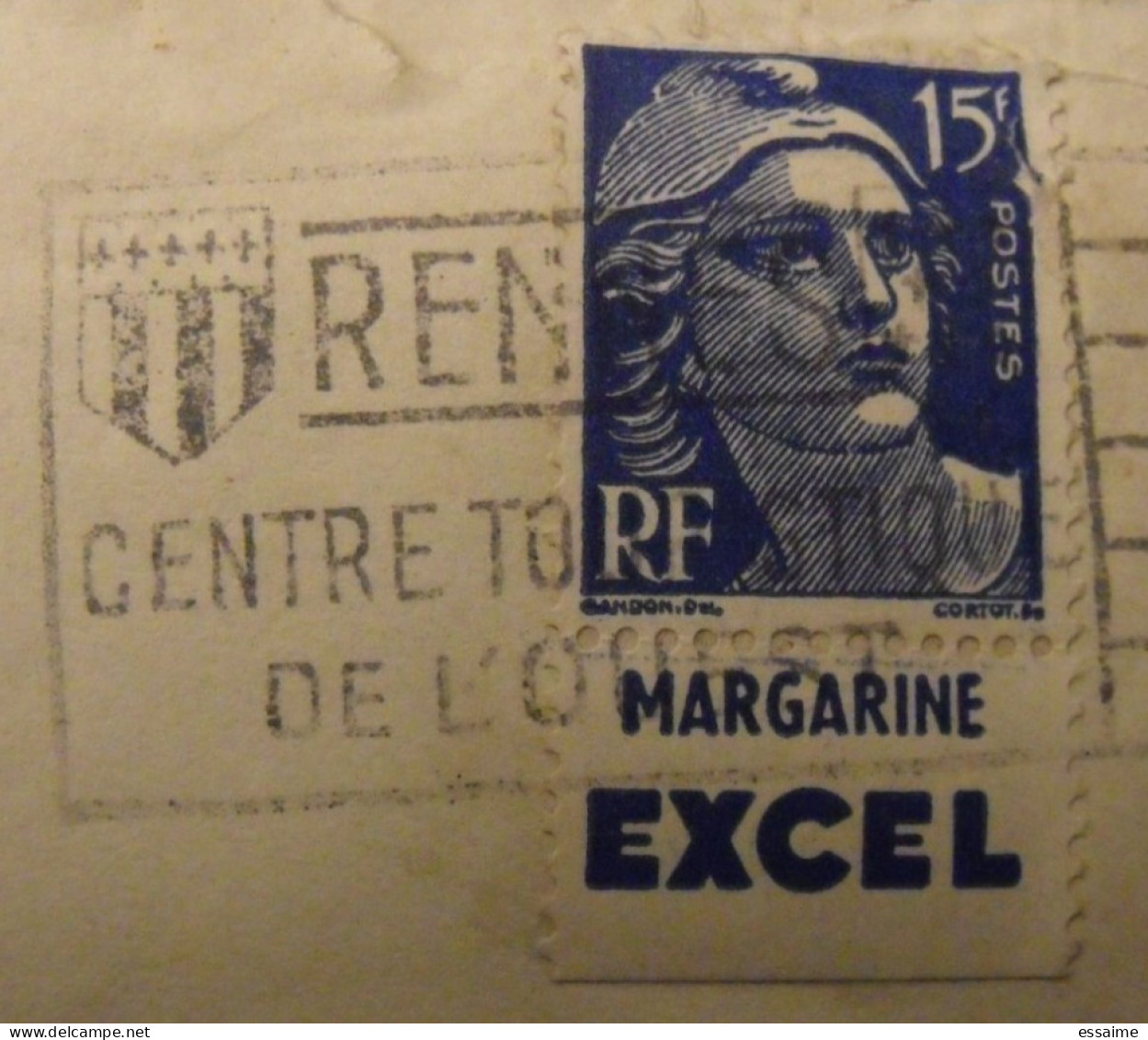 Lettre + Timbre Pub Publicitaire Gandon 886. Excel. Publicité Carnet Réclame. Bande. Rennes - Storia Postale