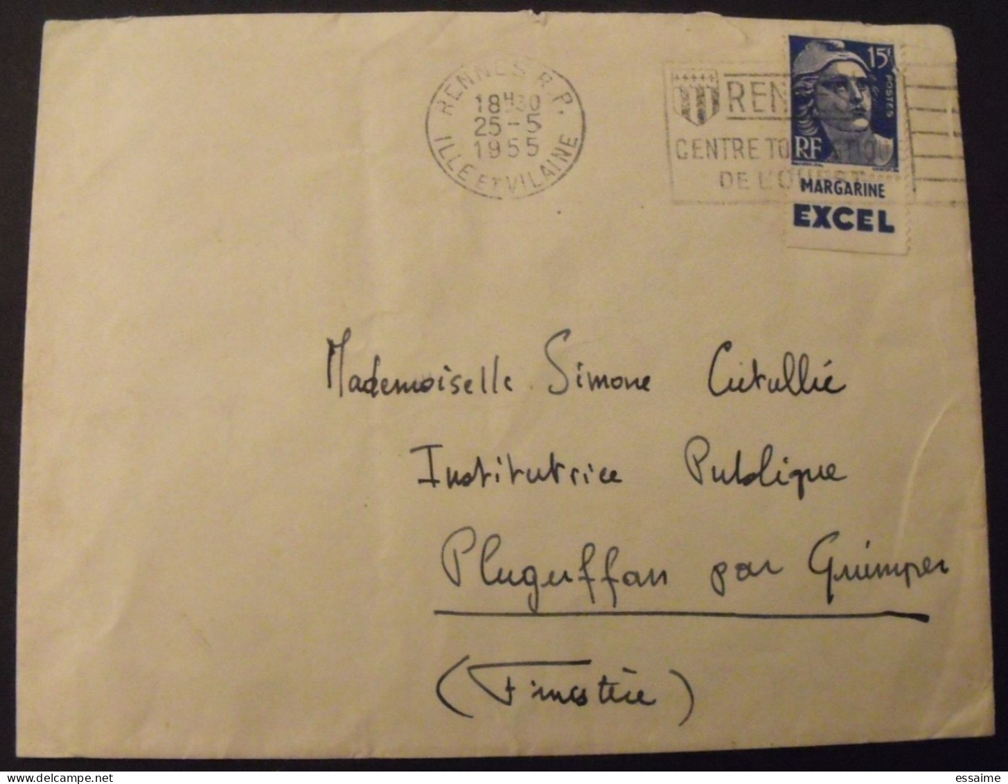 Lettre + Timbre Pub Publicitaire Gandon 886. Excel. Publicité Carnet Réclame. Bande. Rennes - Lettres & Documents