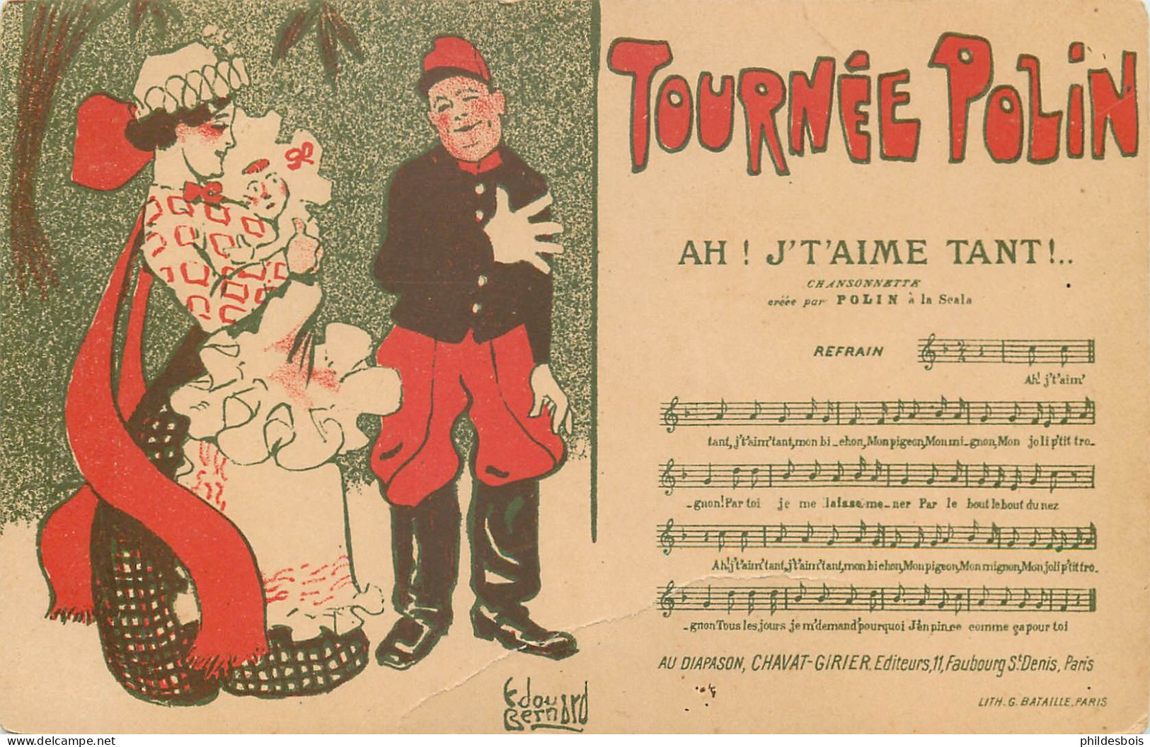 TOURNEE POLIN    " Ah Je T'aime Tant ! " ( Illustrateur Edouard Bernard ) ( Pli Centr) - Altri & Non Classificati