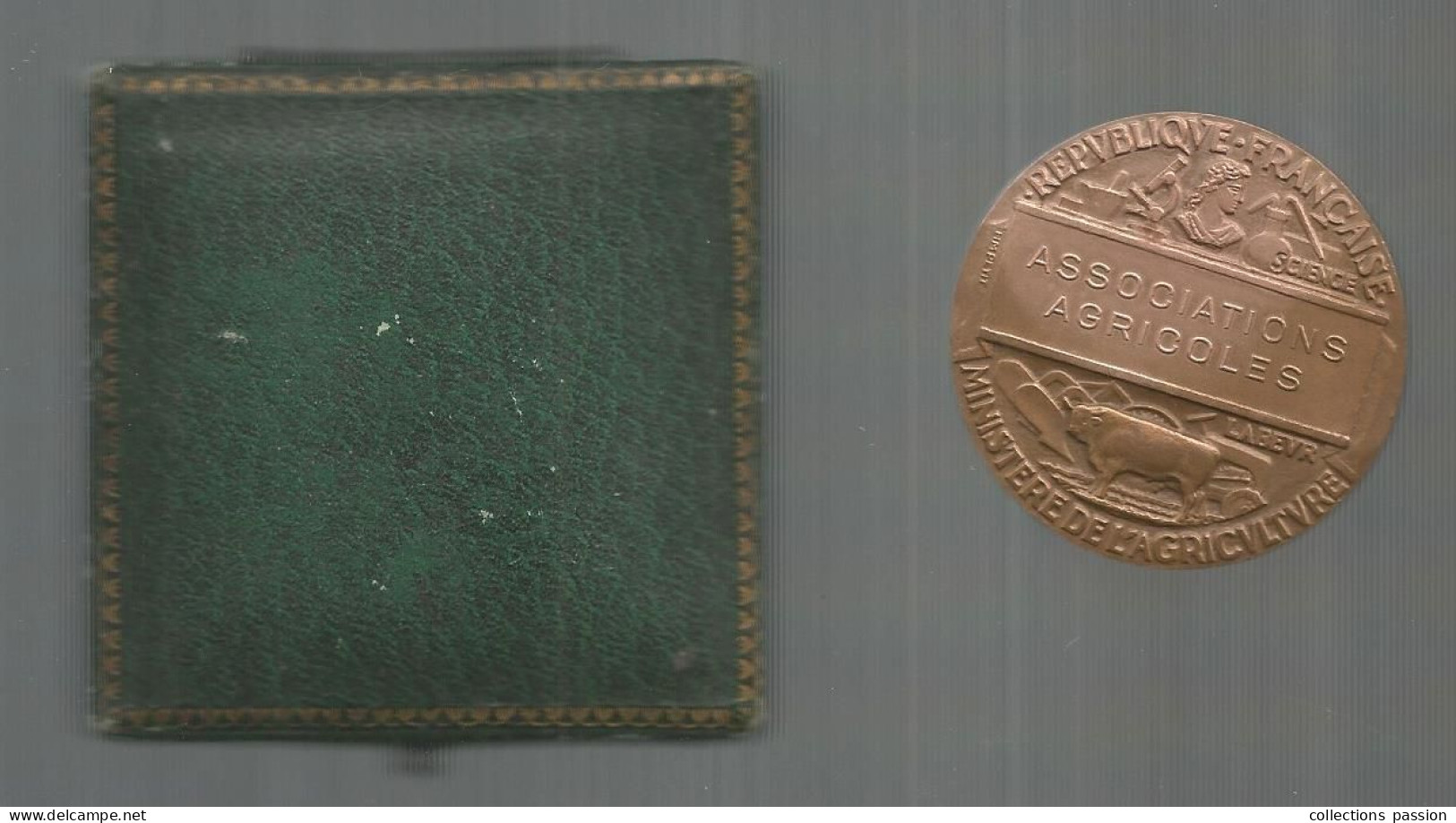 Médaille, Bronze, Signée HM PETIT, République Française, Ministère De L'agriculture, Associations Agricoles, Frais Fr 4e - Professionals/Firms