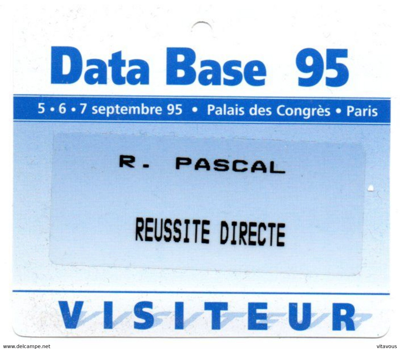 CARTE ENTREE SALON - DATA BASE 95 Card Karte (K 03) - Cartes De Salon Et Démonstration