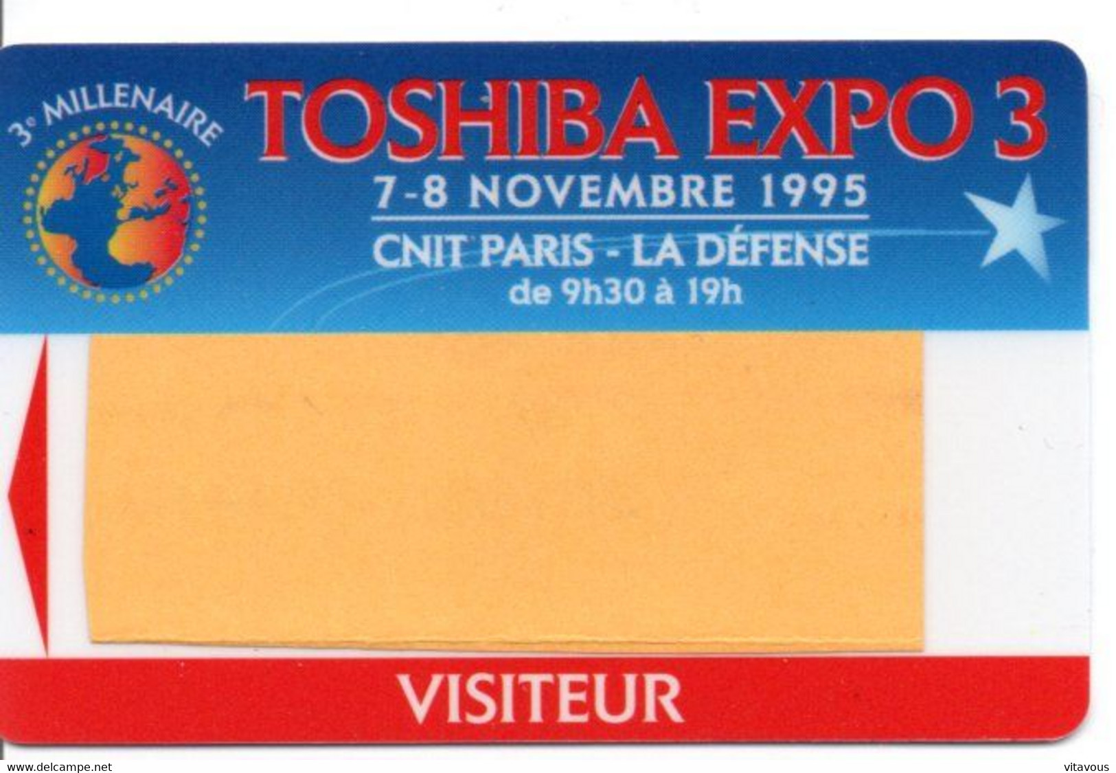 Carte Salon Magnétique TOSHIBA EXPO 3 -1995  Card Karte TBE (salon 17) - Tarjetas De Salones Y Demostraciones