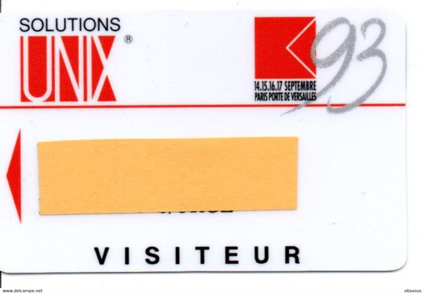 Carte Magnétique Salon Solutions UNIX France Paris Card  Karte TBE (salon 74) - Ausstellungskarten