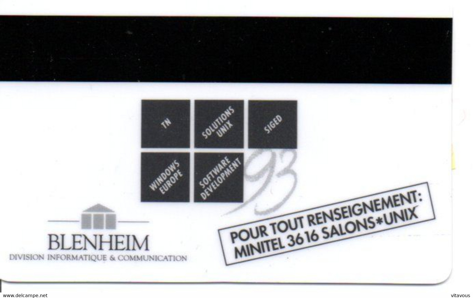 Carte Magnétique Salon Solutions UNIX France Paris Card  Karte TBE (salon 74) - Ausstellungskarten