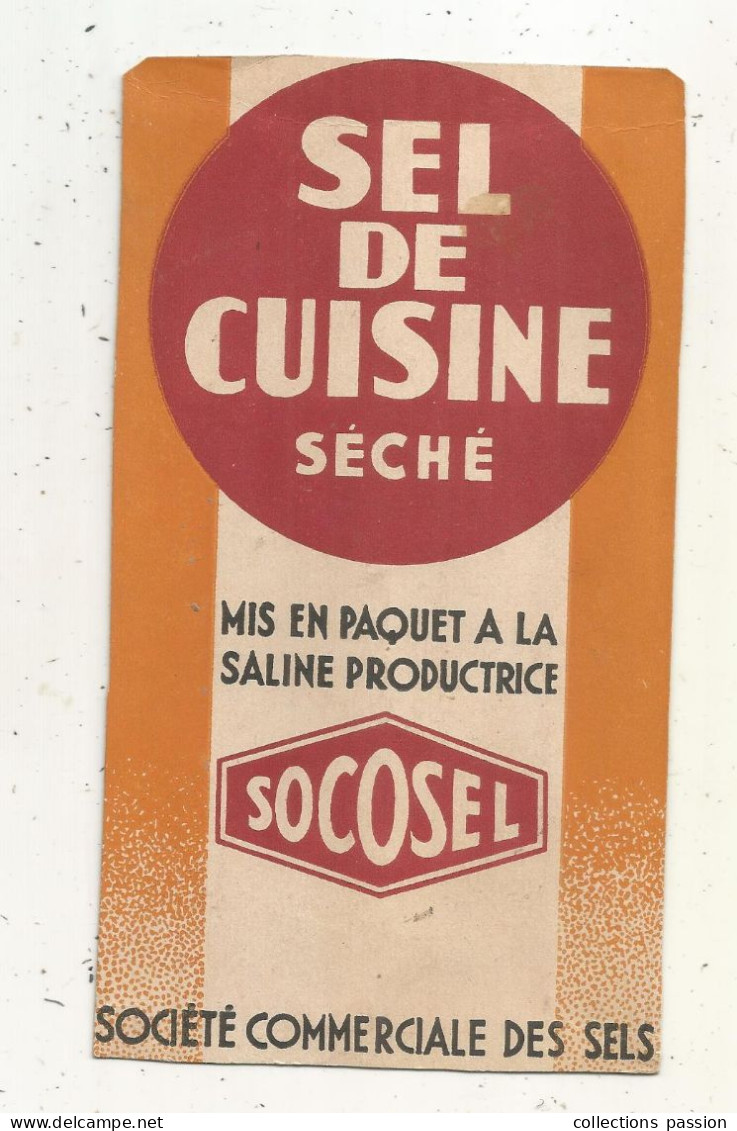 Publicité, Carton Semi Rigide, Sel De Cuisine Séché, SOCOSEL, Société Commerciale Des Sels , Frais Fr 1.75 E - Plaques En Carton