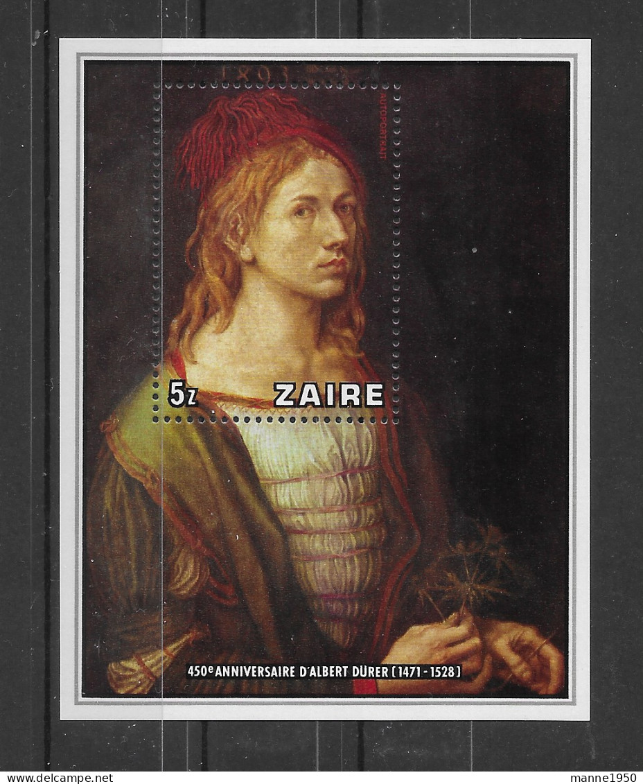 Zaire 1978 Gemälde/A. Dürer Block 21 ** - Ungebraucht