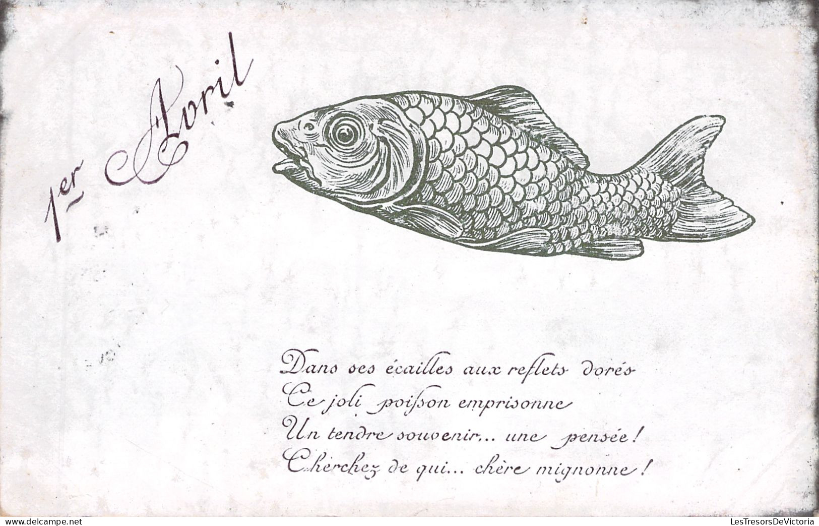 1er AVRIL - Poisson - Poeme Du Poisson D'avril - Carte Postale Ancienne - - Erster April