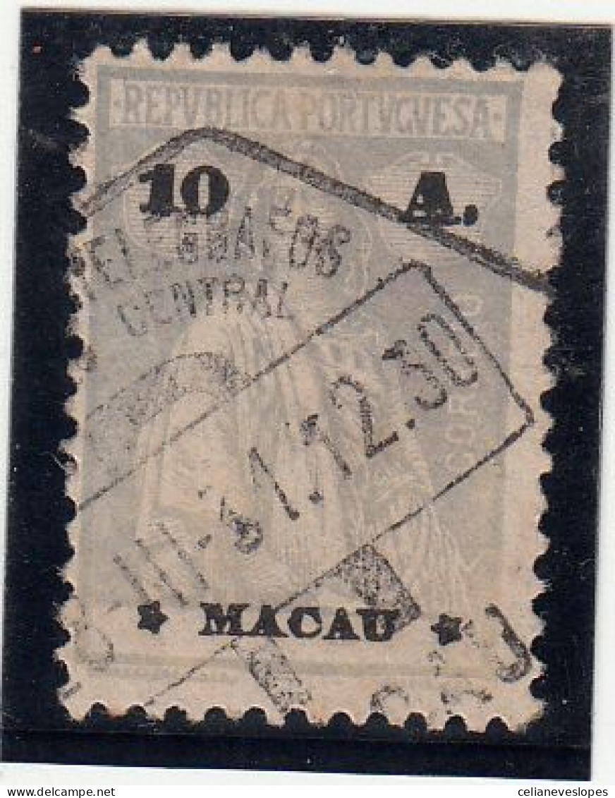 Macau, Macao, Ceres, 10 A. Azul D12 X 11 1/2, 1913/15, Mundifil Nº 217 Used - Usati