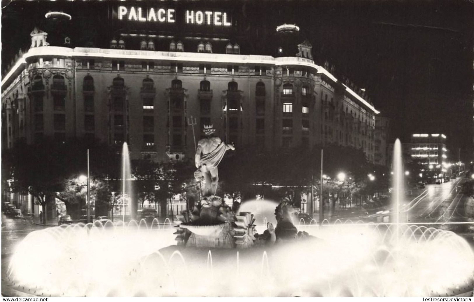 ESPAGNE - Madrid - Neptuno Y Hotel Palace - Carte Postale Ancienne - Madrid