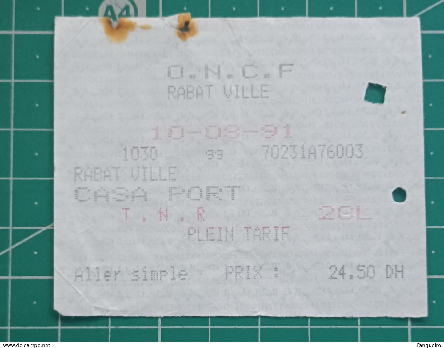 MARROCO BUS TICKET RABAT 1991 - World