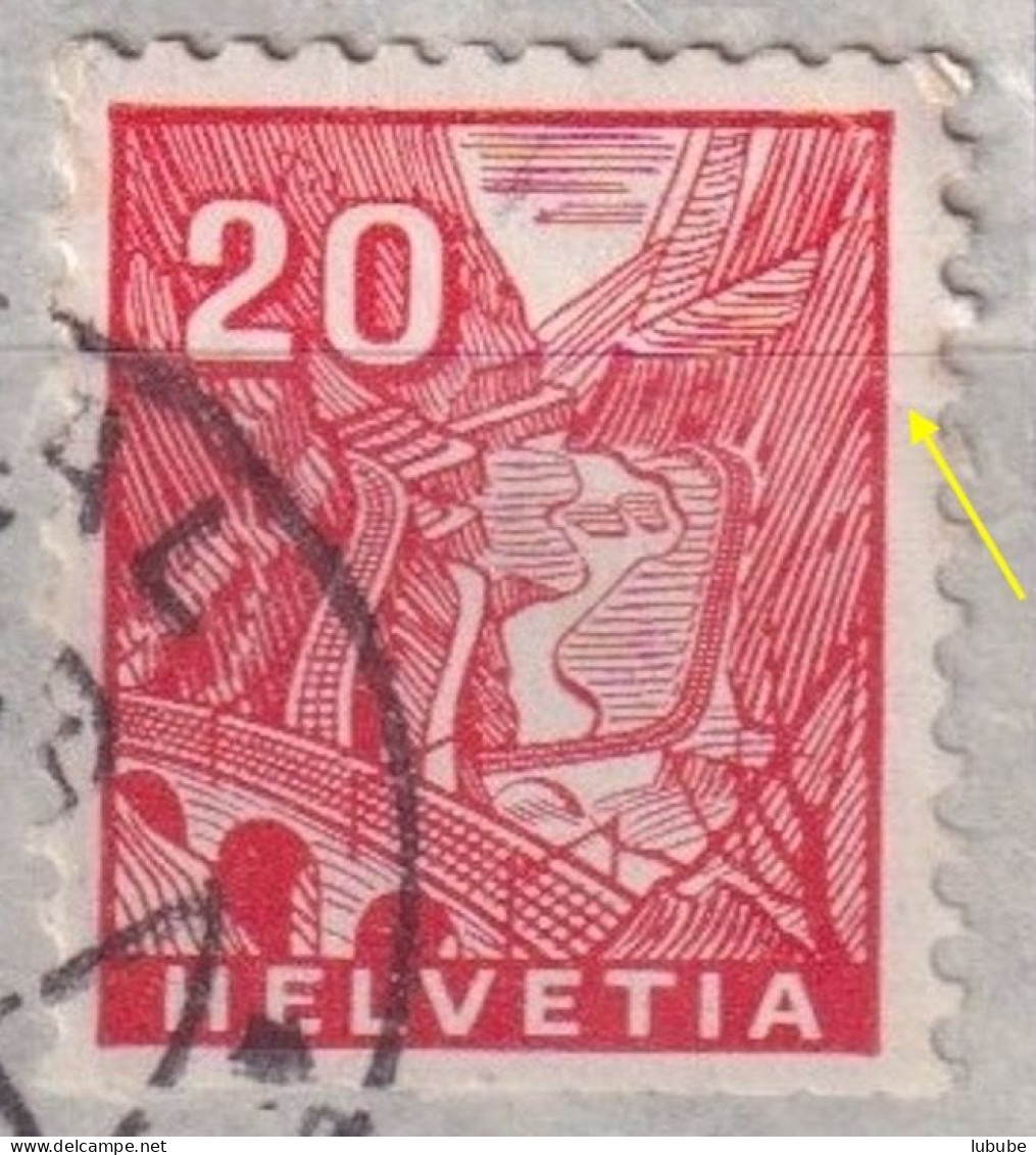 Leventina 198R, 20 Rp.rot  LIESTAL  (Klebestelle)      1935 - Oblitérés