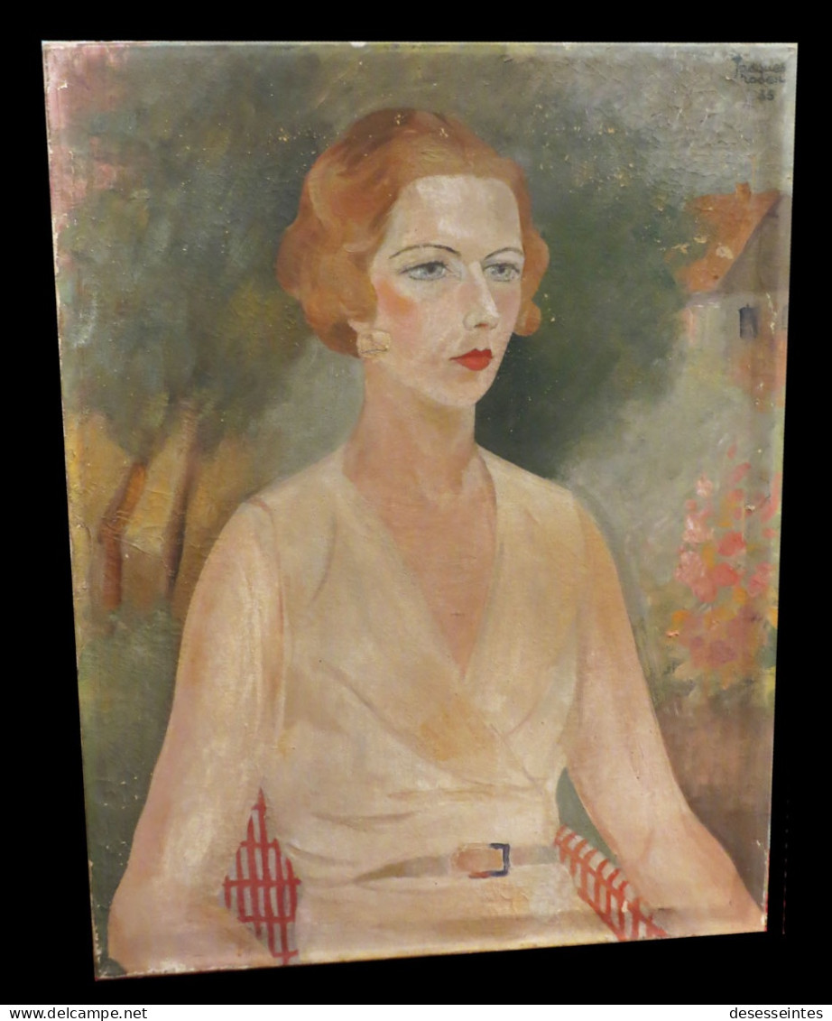 Jacques ROSEN - Huile Sur Toile ; Signée : Portrait De Jeune Femme. 1935. - Olieverf