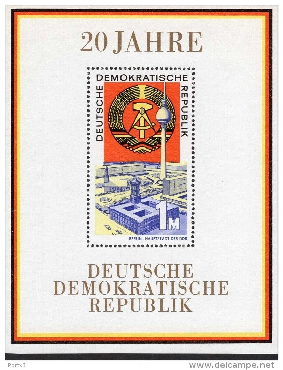 DDR Block 028 20 Jahre DDR Postfrisch MNH *** ( 3 Blocks / 3 Items) - 1950-1970